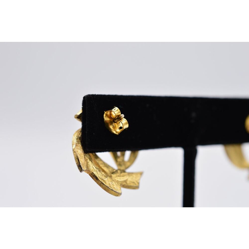 Givenchy Vintage Pierced Statement Earrings Gold Tone Signed 1980s AS IS BinAB - Picture 8 of 10